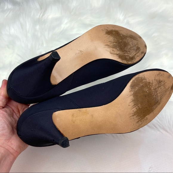 VINTAGE Peep Toe Rhinestone Evening Shoes Formal Heels 80s does the 50s Pumps - Picture 6 of 6